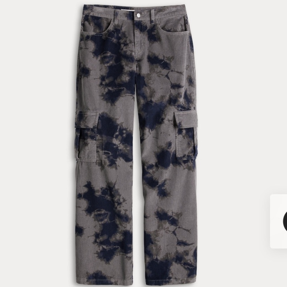 Juniors Tie-Dye Cargo Pants size 13 Gray and Black wide leg! NWT womans 12 kohls